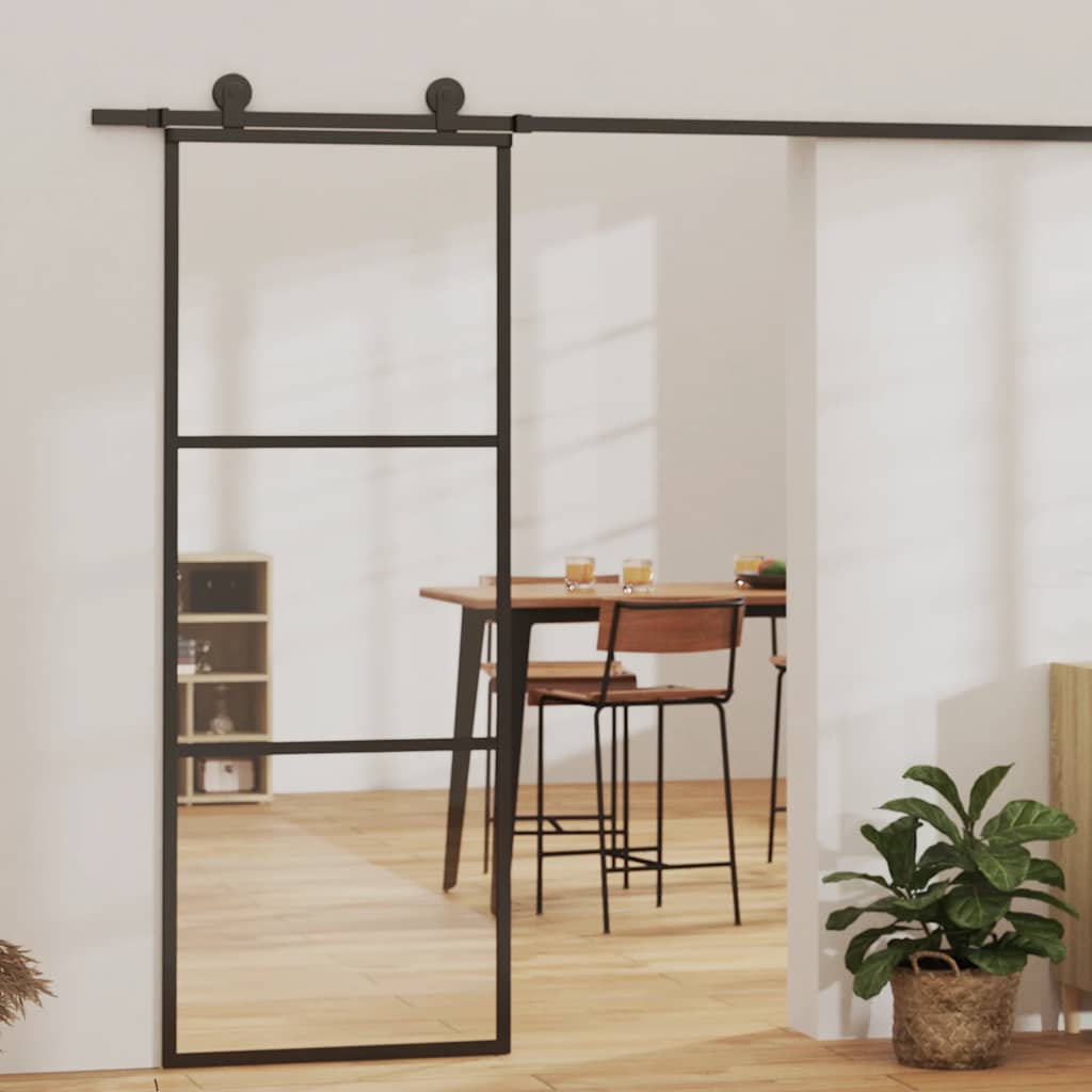 Vidaxx porte coulissante 3 panneaux 76x205 cm verre ESG et aluminium noir