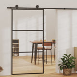 Porta scorrevole Vidaxl 102x205 cm Glass ESG e nero in alluminio