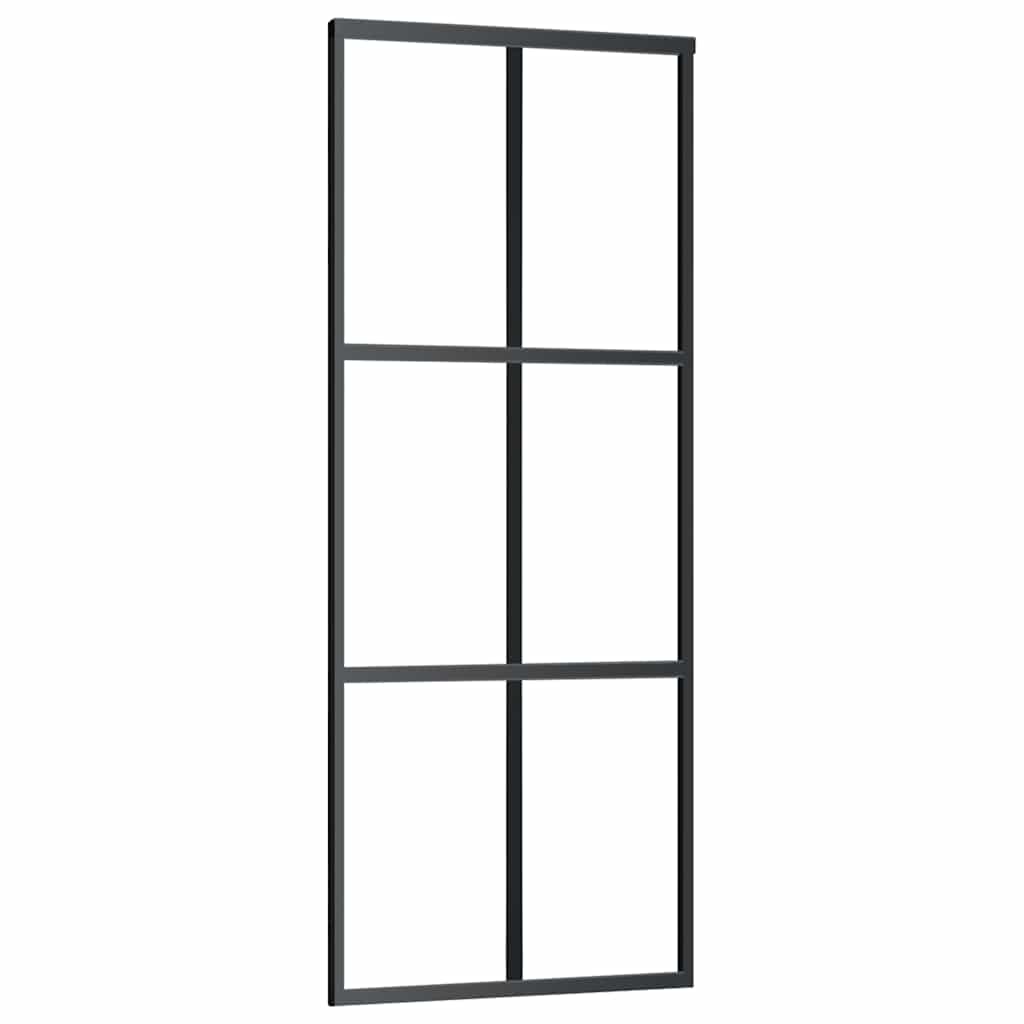 Vidaxl Porte coulissante 76x205 cm Verre ESG et noir en aluminium