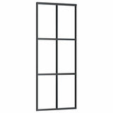 Vidaxl Porte coulissante 76x205 cm Verre ESG et noir en aluminium
