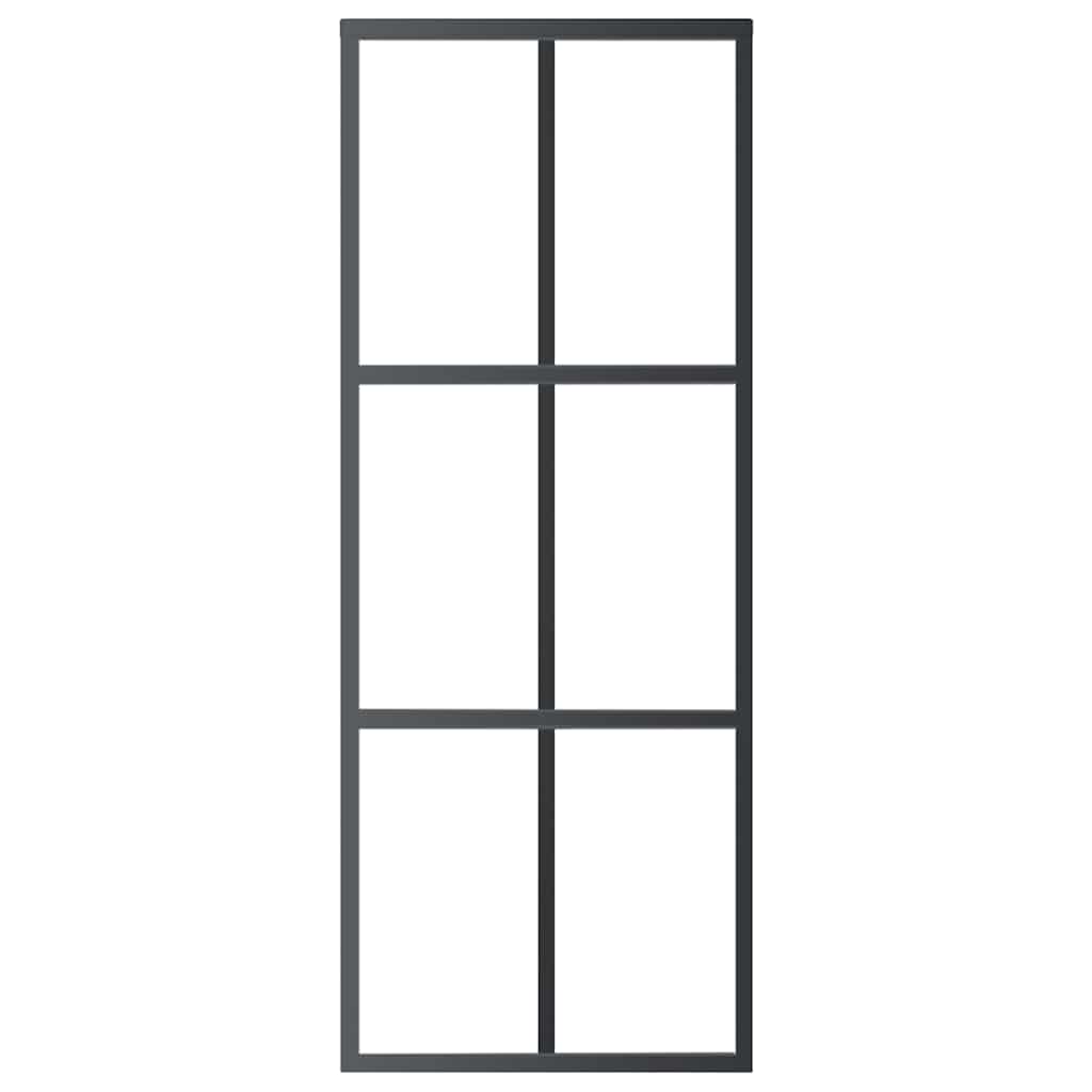 Vidaxl Porte coulissante 76x205 cm Verre ESG et noir en aluminium