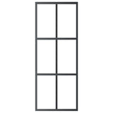 Vidaxl Porte coulissante 76x205 cm Verre ESG et noir en aluminium
