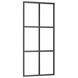 Vidaxl Porte coulissante 90x205 cm Verre ESG et noir en aluminium