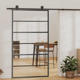 Vidaxl Porte coulissante 102x205 cm Verre ESG et noir en aluminium