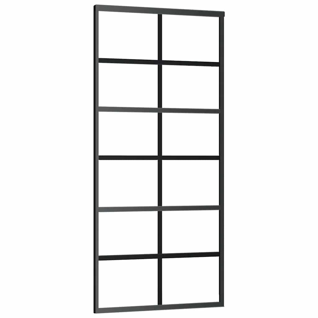 Vidaxl Porte coulissante 90x205 cm Verre ESG et noir en aluminium