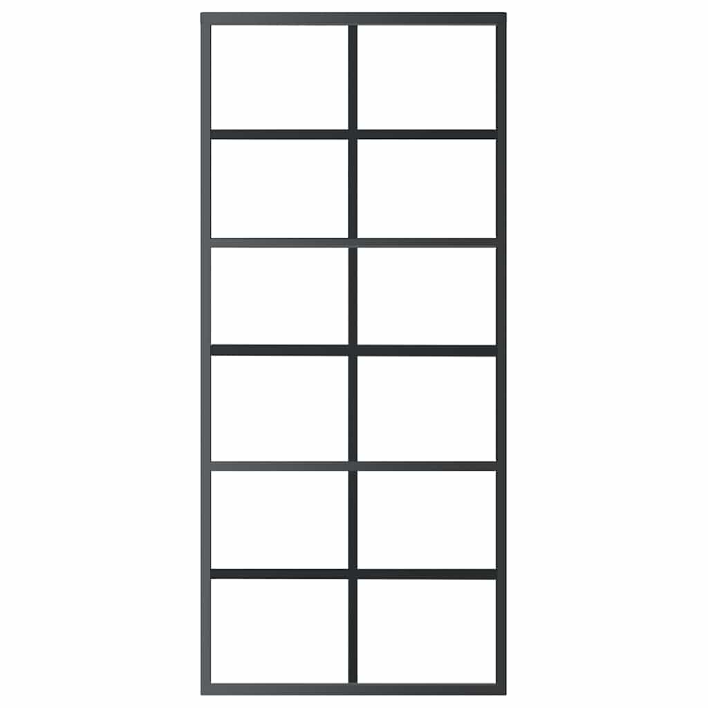 Vidaxl Porte coulissante 90x205 cm Verre ESG et noir en aluminium