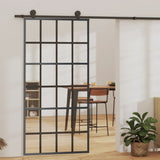 Puerta corredera de Vidaxl 102x205 cm de vidrio ESG y negro de aluminio