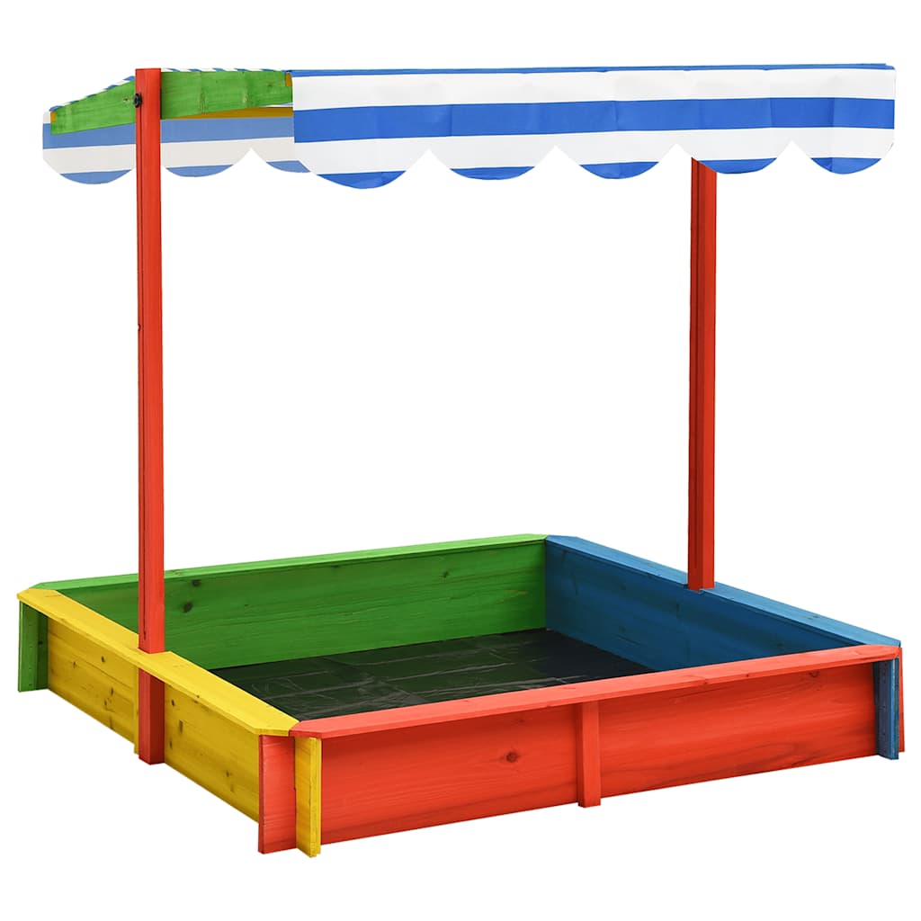 Vidaxl Sandbox con techo ajustable UV50 Pinewood Multi -Colored