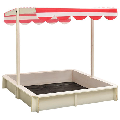 Boîte à sable Vidaxl avec toit réglable UV50 Pinwit blanc et rouge