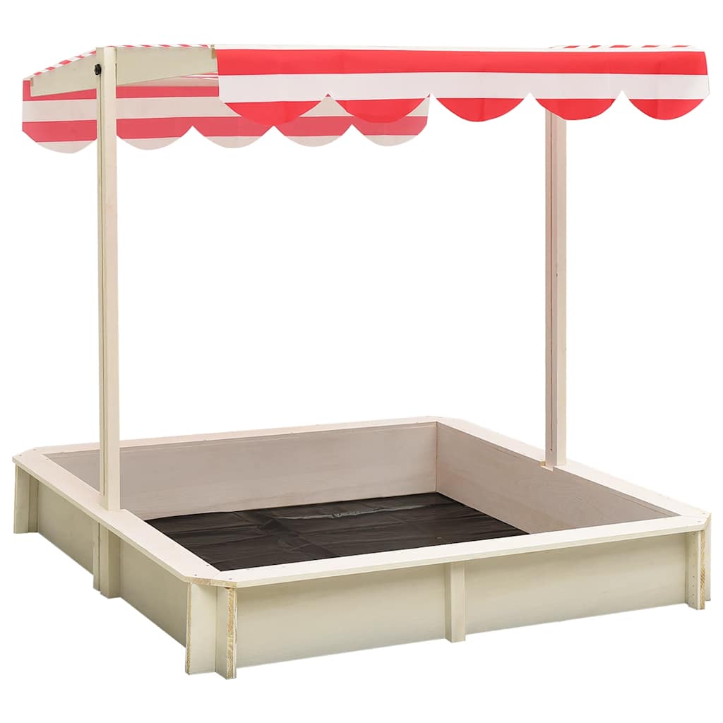 Vidaxl sandbox with adjustable roof UV50 pinewit white and red