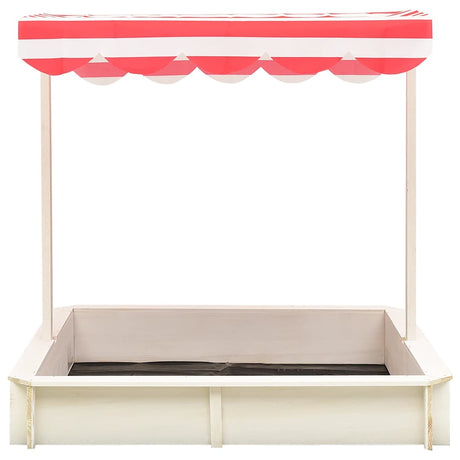 Boîte à sable Vidaxl avec toit réglable UV50 Pinwit blanc et rouge