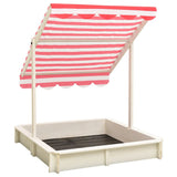 Vidaxl sandbox with adjustable roof UV50 pinewit white and red