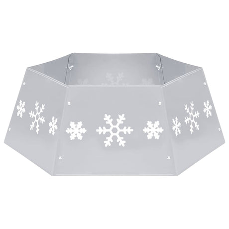 Vidaxl Jupe d'arbre de Noël Ø68x25 cm argent et blanc