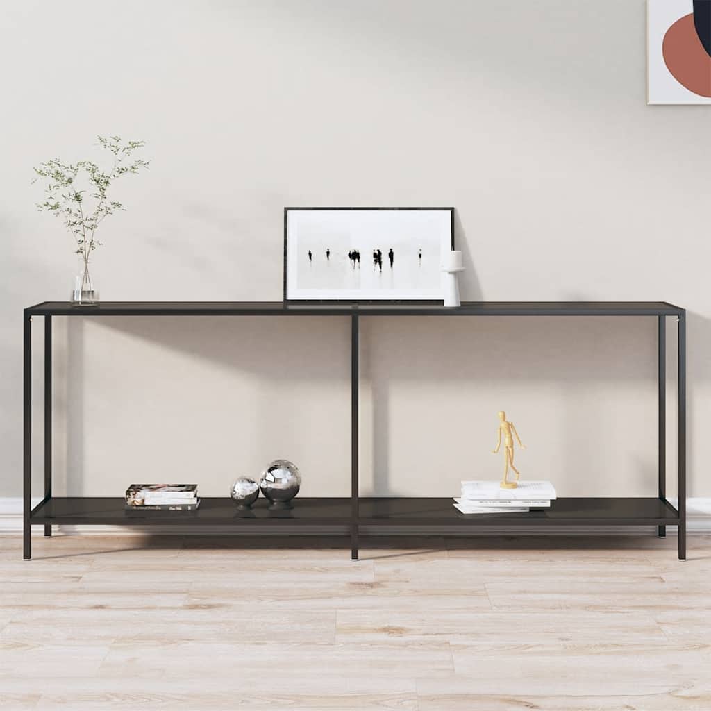 Vidaxl wandtafel 200x35x75,5 cm gehard glas zwart