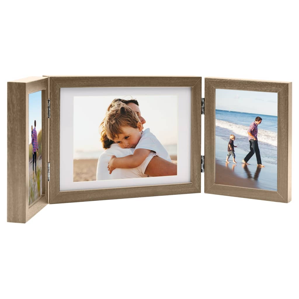 Vidaxl Photo Frame Triptych 22x15 cm+2x (10x15 cm) Jasnobrązowy