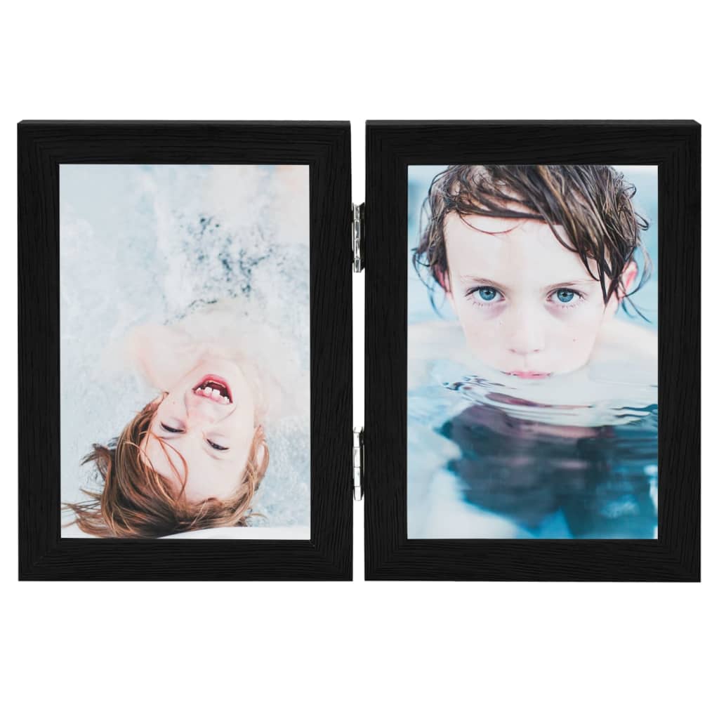 Vidaxl Photo Frame Diptych 2x (10x15 cm) noir