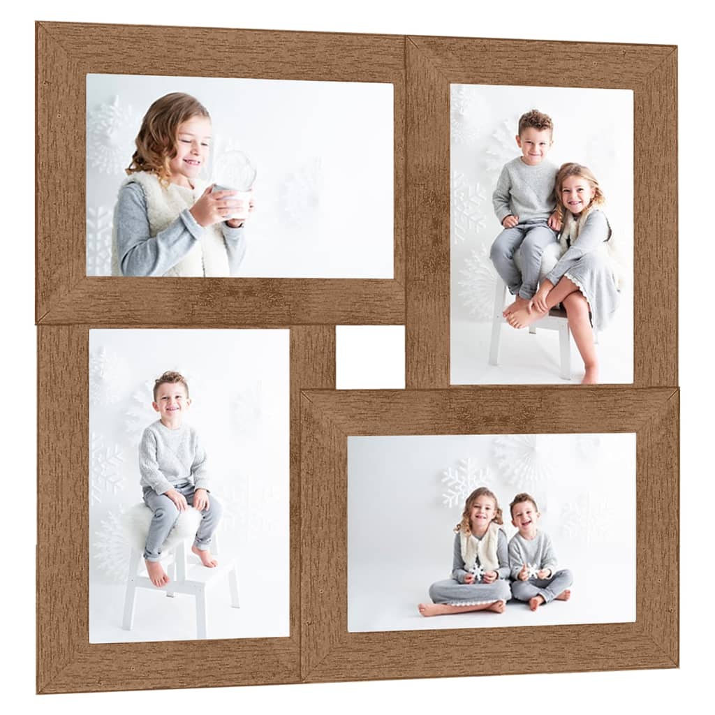 Cadre photo Vidaxl pour 4x (10x15 cm) Photo MDF Lichtbruin
