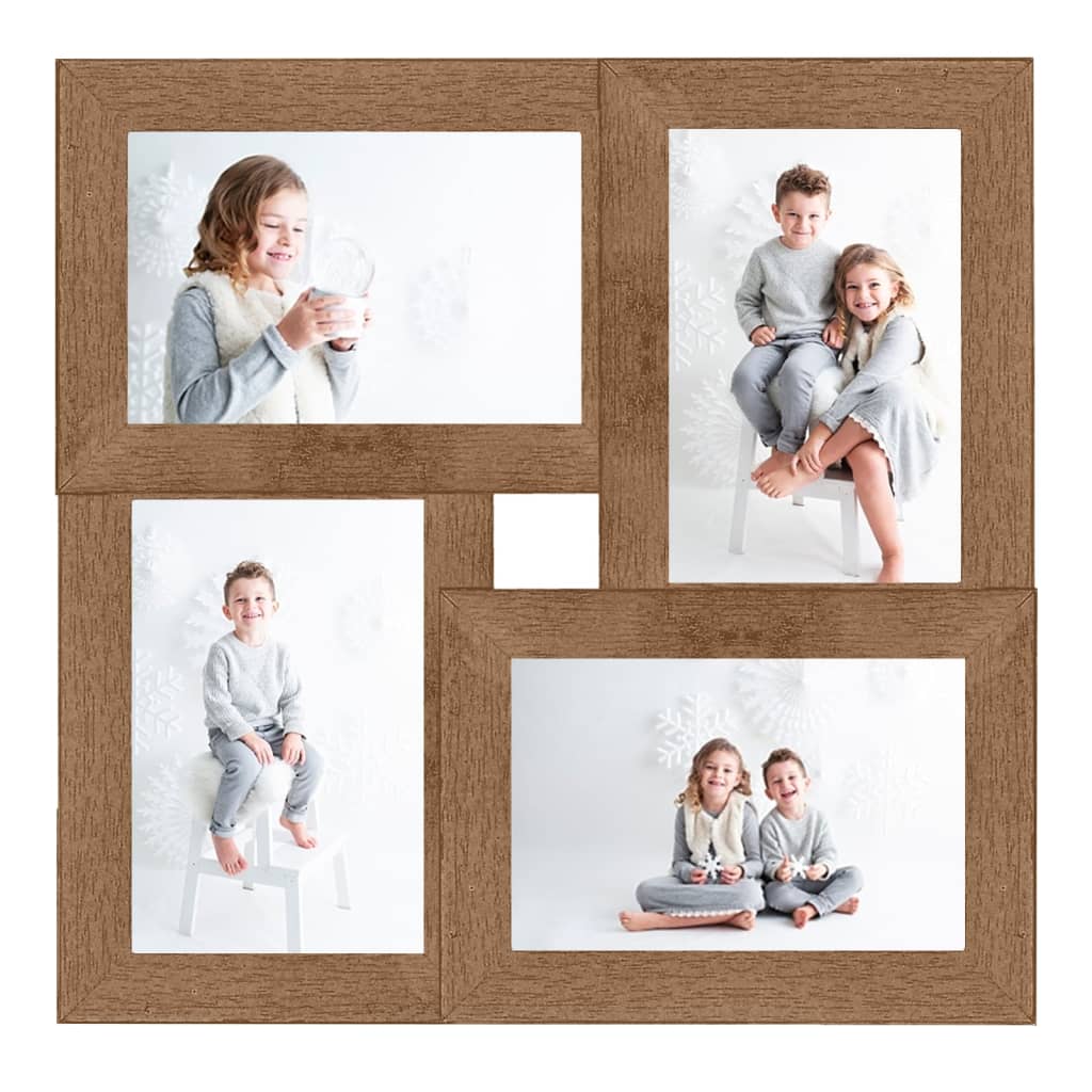 Cadre photo Vidaxl pour 4x (10x15 cm) Photo MDF Lichtbruin