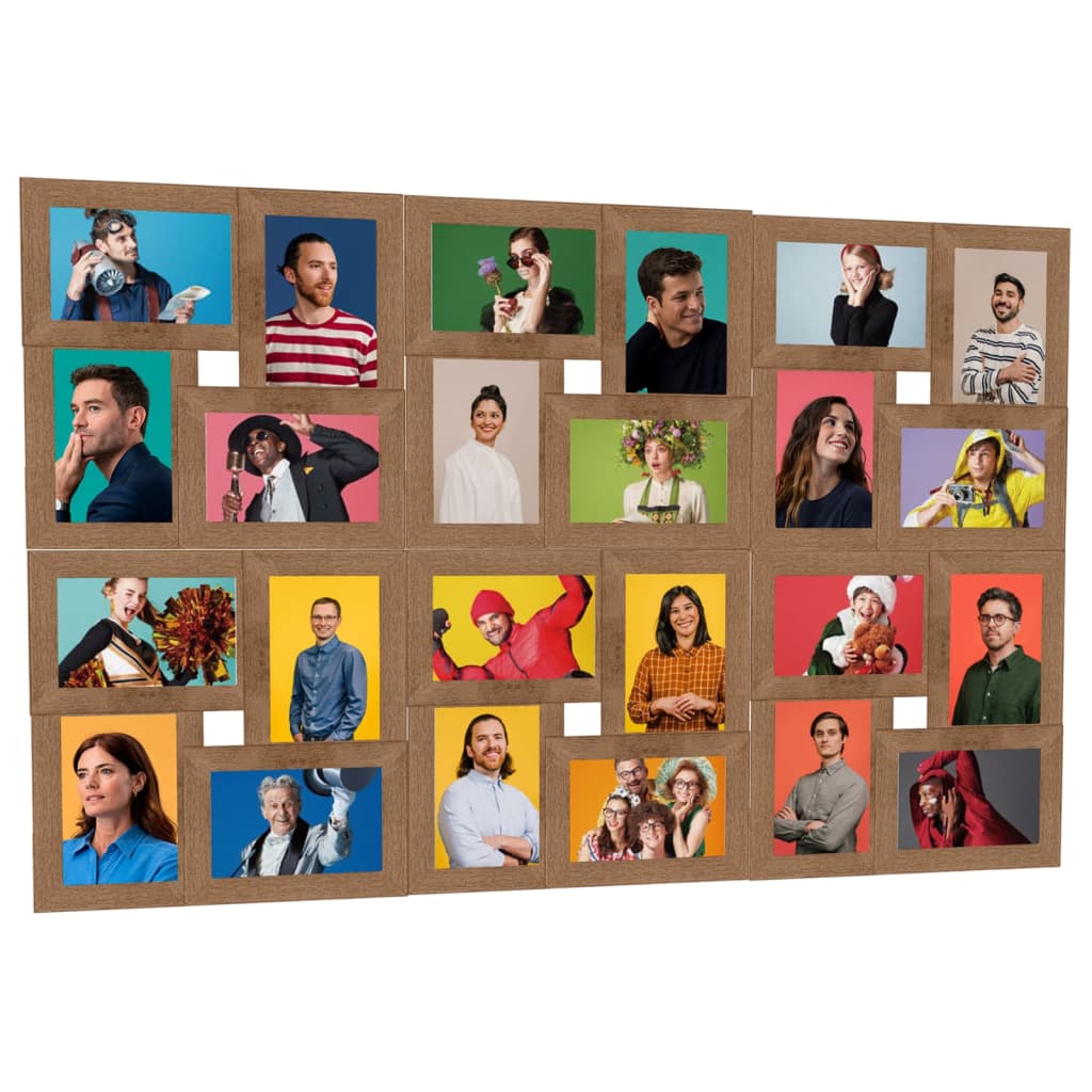 Vidaxl Photo Cadre pour 24x (13x18 cm) Photo MDF LICHTBRUIN