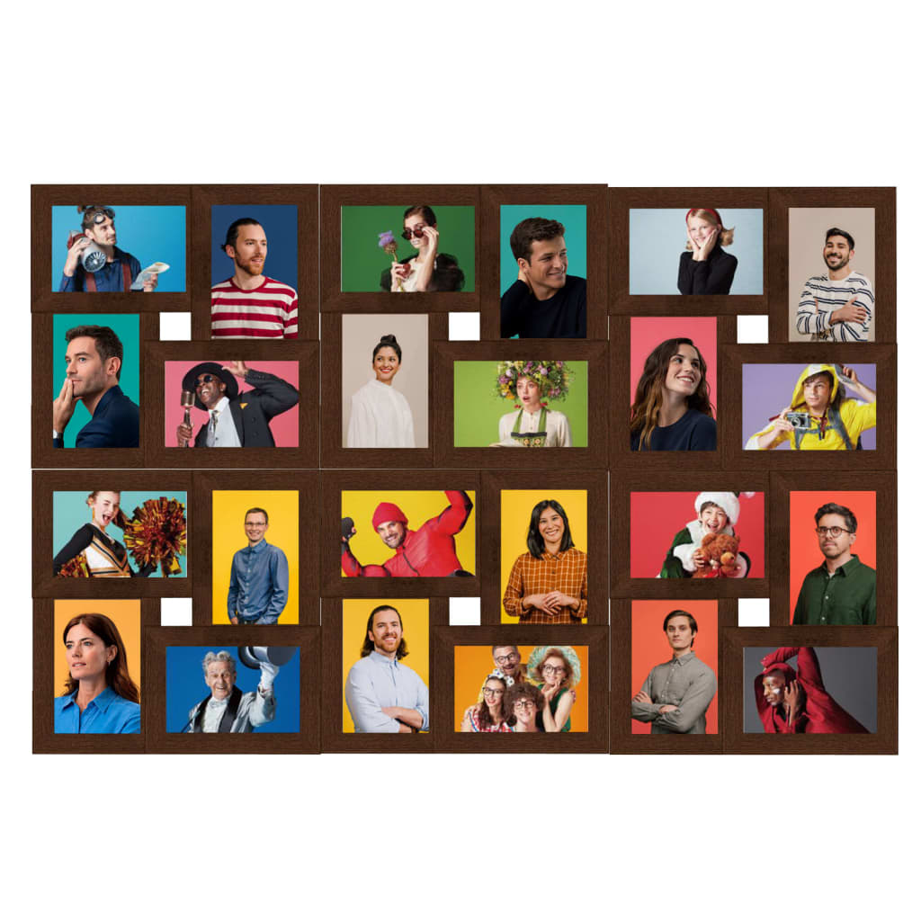 Cadre photo Vidaxl pour 24 x (13x18 cm) Photo MDF Brown foncé