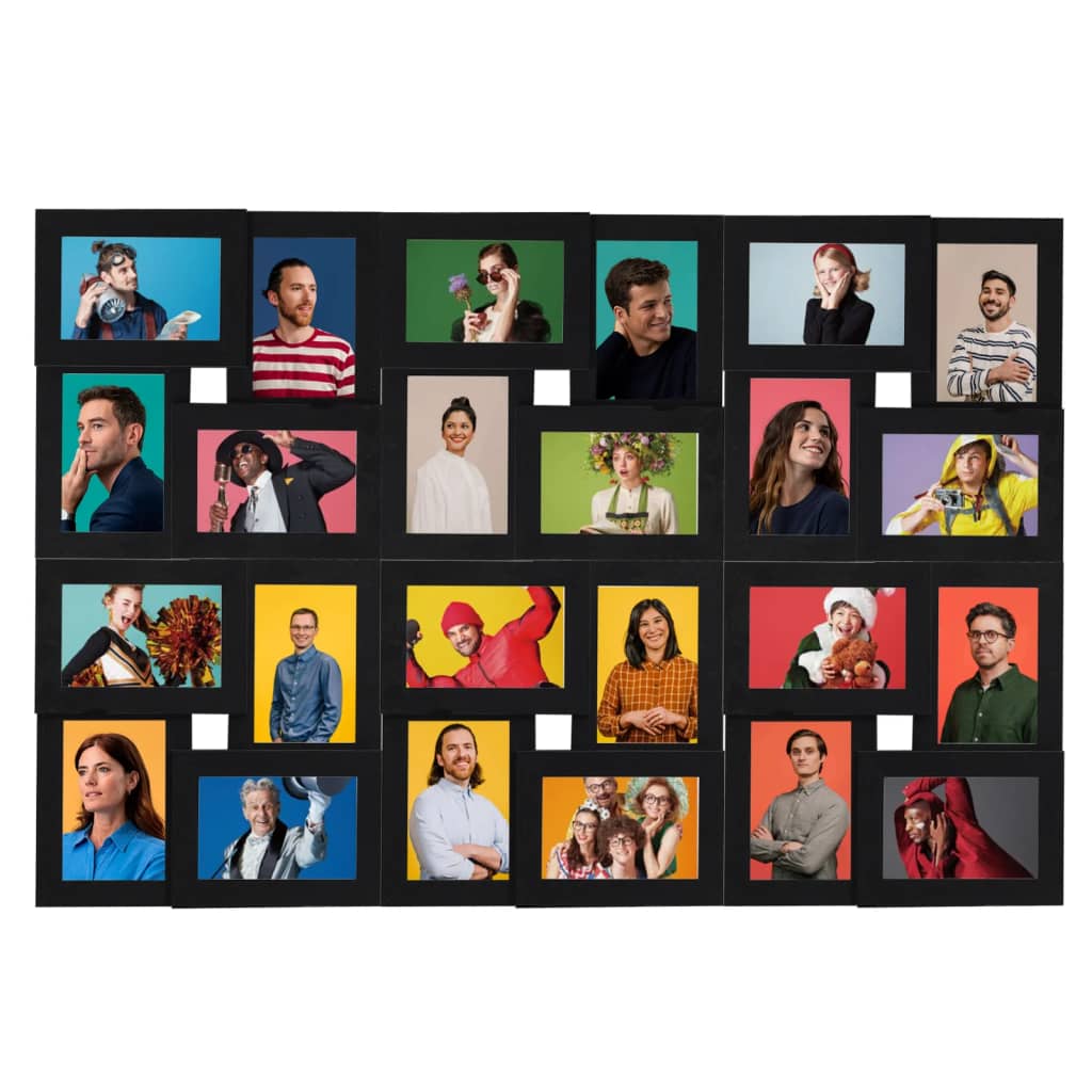 Vidaxl Photo Cadre pour 24x (13x18 cm) Photo MDF noir