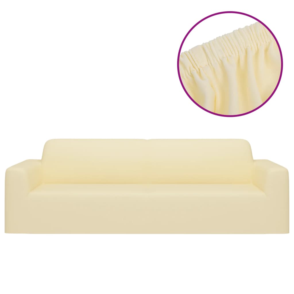 Vidaxl Three -seater Bank Cover Stretch Polyester Jersey Cream -Colored