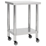 Table de cuisine Vidaxl avec roues 60x45x85 cm en acier inoxydable