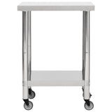 Table de cuisine Vidaxl avec roues 60x45x85 cm en acier inoxydable