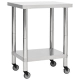 Table de travail de cuisine Vidaxl avec roues 80x30x85 cm en acier inoxydable