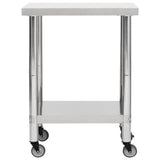 Table de travail de cuisine Vidaxl avec roues 80x30x85 cm en acier inoxydable