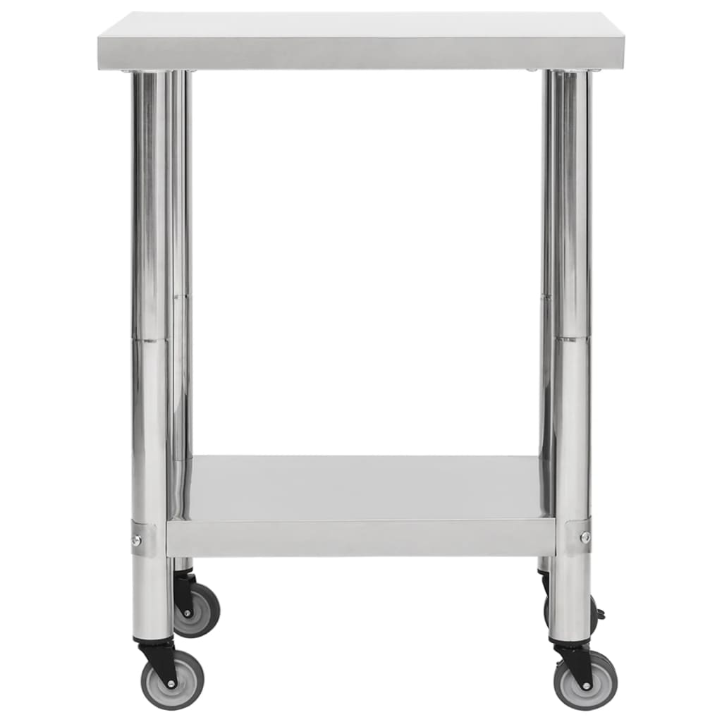 Table de cuisine Vidaxl avec roues 80x45x85 cm en acier inoxydable