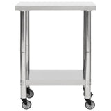 Table de cuisine Vidaxl avec roues 80x45x85 cm en acier inoxydable