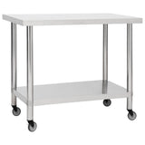 Table de cuisine Vidaxl avec roues 80x60x85 cm en acier inoxydable