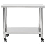 Table de cuisine Vidaxl avec roues 80x60x85 cm en acier inoxydable