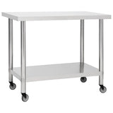 Table de cuisine Vidaxl avec roues 100x45x85 cm en acier inoxydable