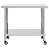 Table de cuisine Vidaxl avec roues 100x45x85 cm en acier inoxydable