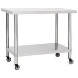 Vidaxl Kitchenwork Table With Wheels 100x60x85 cm rostfritt stål