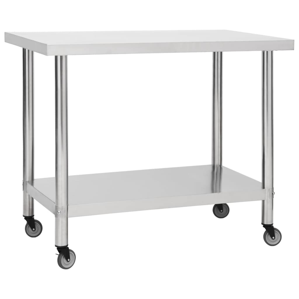 Table de cuisine Vidaxl avec roues 100x60x85 cm en acier inoxydable