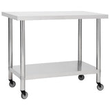 Table de cuisine Vidaxl avec roues 100x60x85 cm en acier inoxydable