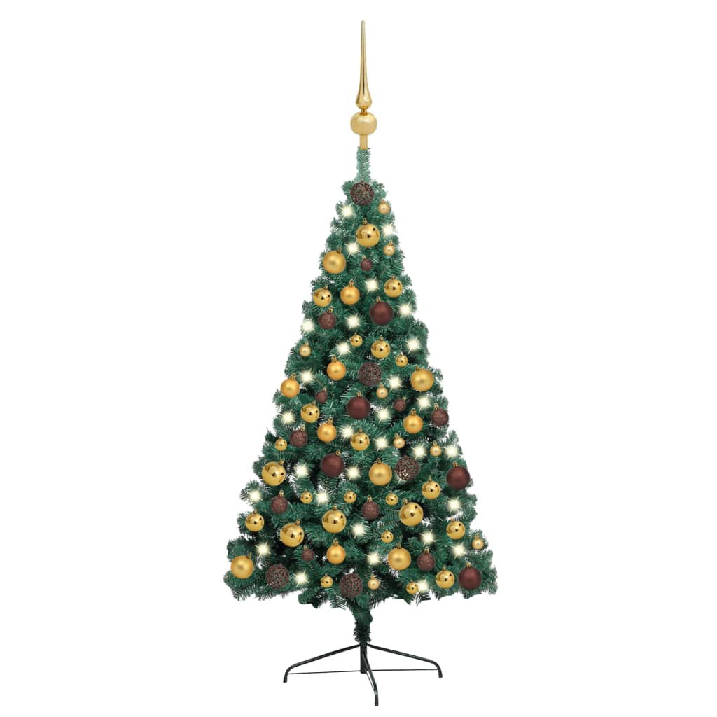 Vidaxl Kunstkerstboom avec l'éclairage et les balles de Noël à 150 cm à mi-temps