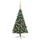 Vidaxl Kunstkerstboom avec l'éclairage et les balles de Noël demi-180 cm verts