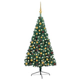 Vidaxl Kunstkerstboom avec l'éclairage et les balles de Noël à demi 210 cm vert