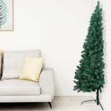 Vidaxl Kunstkerstboom avec l'éclairage et les balles de Noël à demi 210 cm vert