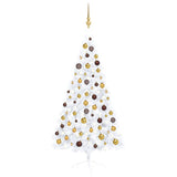Vidaxl kunstkerstboom avec éclairage et balles de Noël demi-150 cm blancs