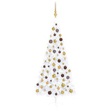 Vidaxl kunstkerstboom avec éclairage et balles de Noël demi-180 cm blancs