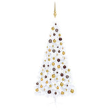 Vidaxl kunstkerstboom avec éclairage et balles de Noël demi-210 cm blancs