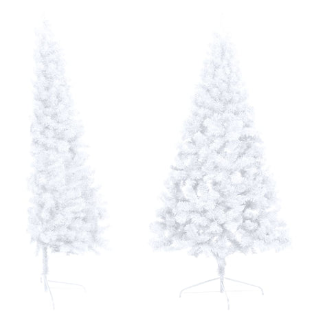 Vidaxl kunstkerstboom avec éclairage et balles de Noël demi-210 cm blancs