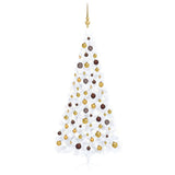 Vidaxl kunstkerstboom avec l'éclairage et les balles de Noël demi-240 cm blancs