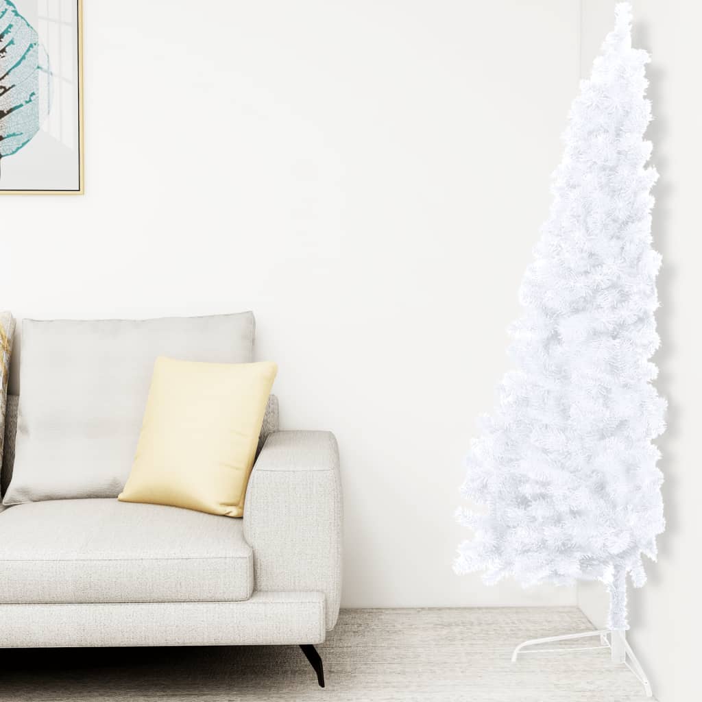 Vidaxl kunstkerstboom avec l'éclairage et les balles de Noël demi-240 cm blancs