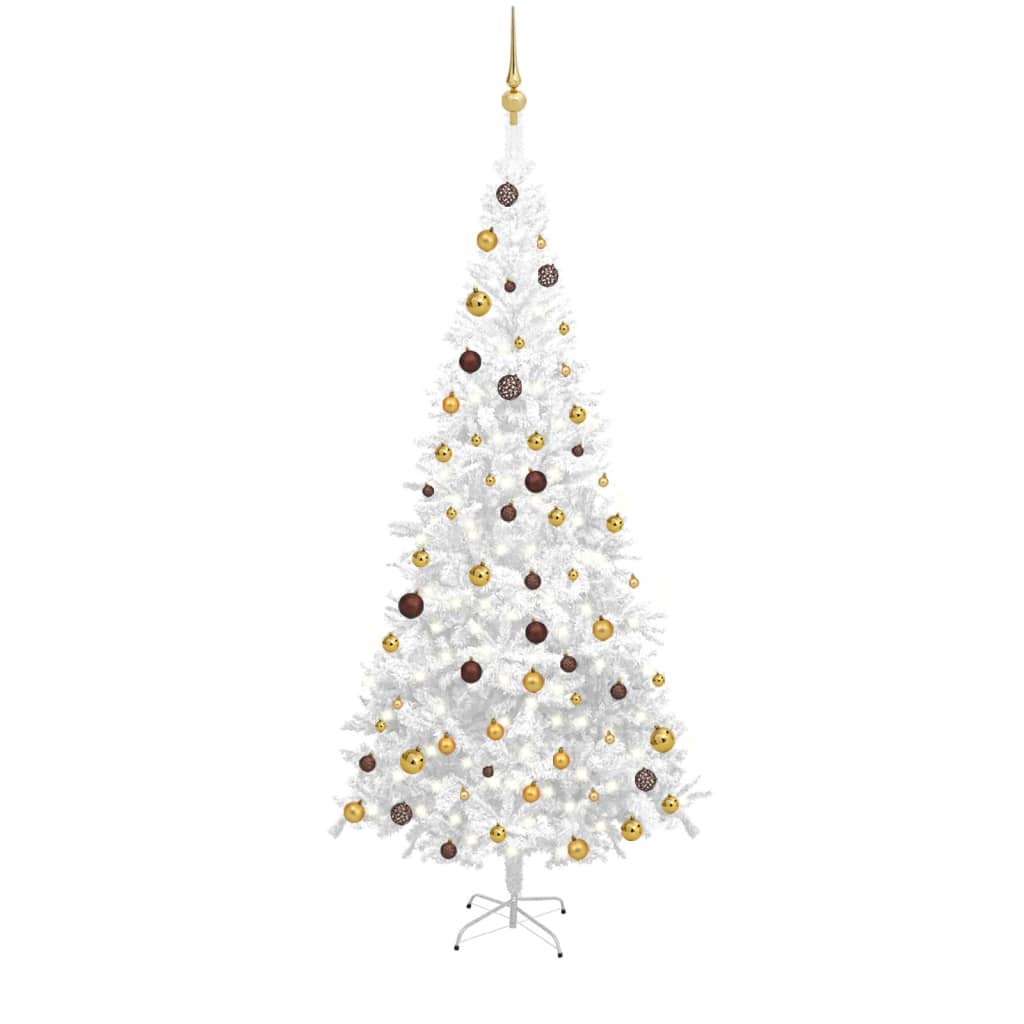 Vidaxl kunstkerstboom avec éclairage et balles de Noël l 240 cm blancs